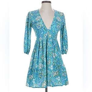 Madison Mathews floral v-neck mini dress